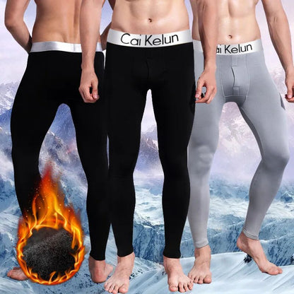 Calça Térmica Masculina 2025 Legging Justa Fina Forrada com Fleece Grossa Quente para Outono Inverno