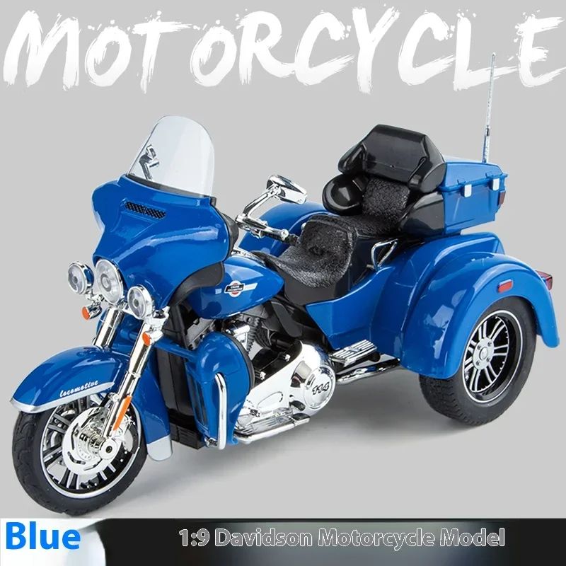 1:9 Harley D-vTRI GLIDE ULTRA Triciclo de Luxo em Liga Fundido Coleção Moto Brinquedo Luz e Som Decoração Presente