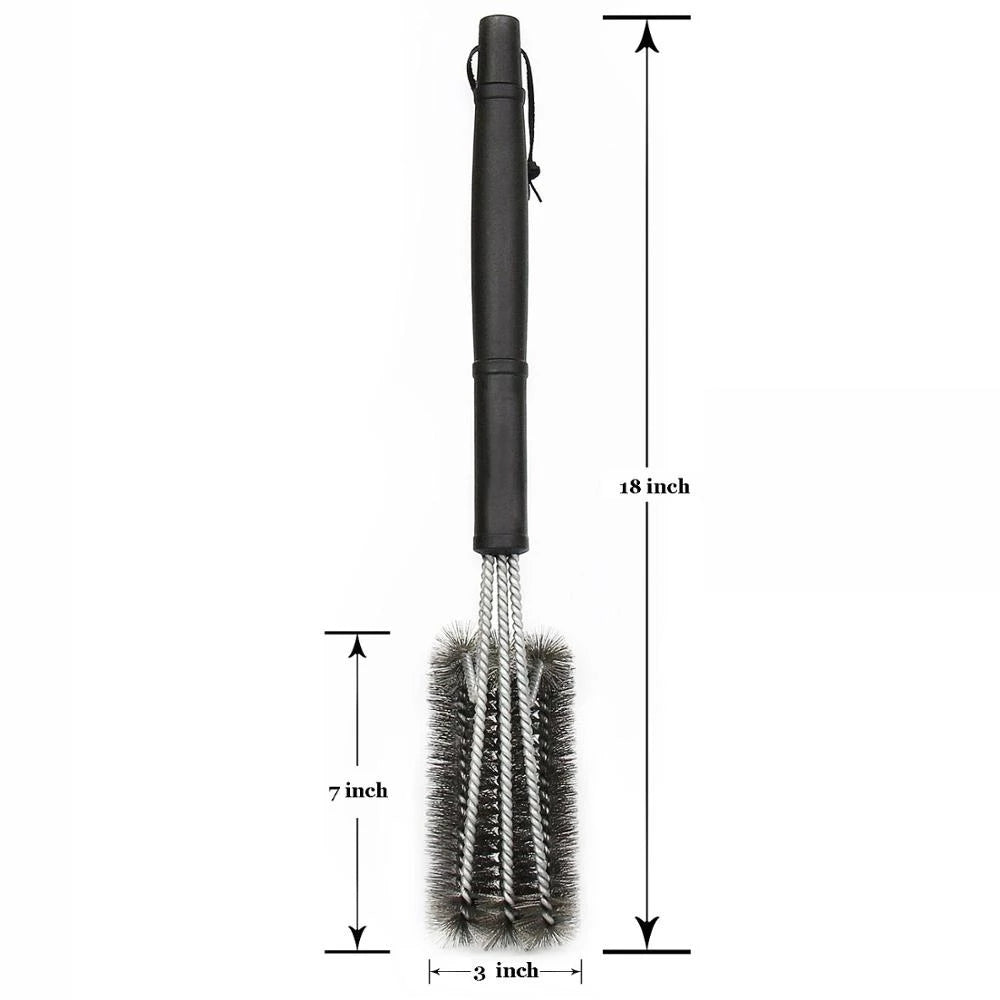 Grill Cleaning Brush BBQ Tool Grill Brush 3 Stainless Steel Brushes In 1 Cleanin Bbq Accessories Best Cleaner Barbecue