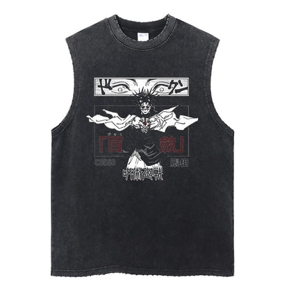 Luffy printed anime fitness vest summer new men s vest Y2k women s washed casual sleeveless shirt streetwear Harajuku
