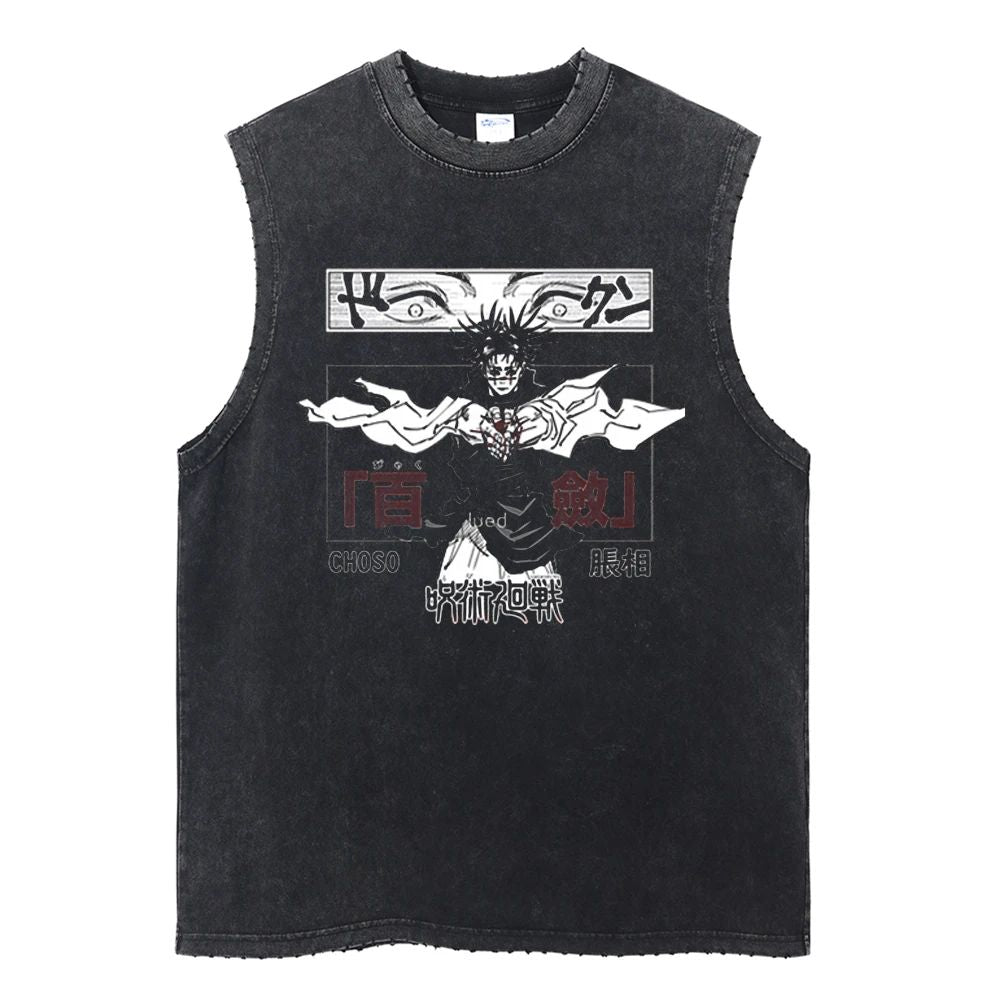 Luffy printed anime fitness vest summer new men s vest Y2k women s washed casual sleeveless shirt streetwear Harajuku