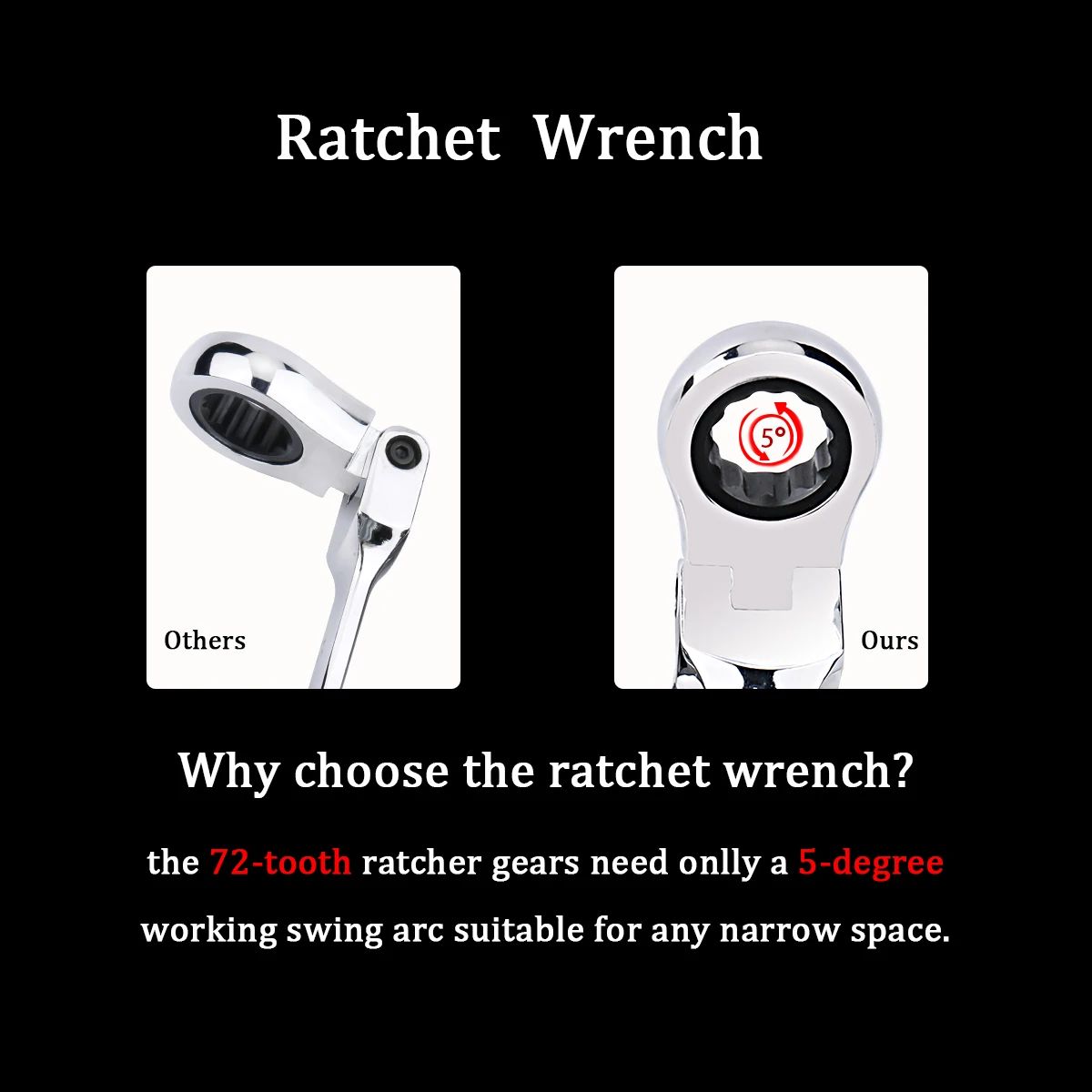 10mm Ratchet Wrench of Keys Spanner Set Hand Tool 72-Tooth Ratcheting Flexible Head Mirror Finish 10mm Auto and Home Repair 1 pc
