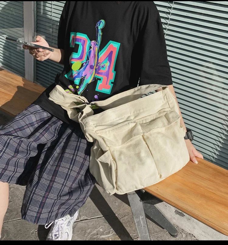 2025 y2k Women Vintage Handbag Canvas Teenager Shoulder Tote Bags Messenger Bags Ladies Casual Handbag Crossbody Purse