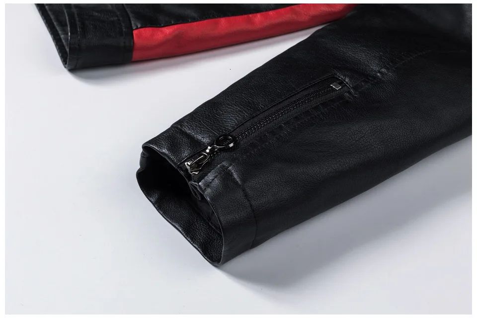 Casual Biker Patchwork Leather Jacket Men's Fashion Stand Collar Vintage Warmth PU Leather Coat Autumn Winter Streetwear