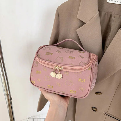 Hello Kittys Cosmetic Bag Cute Cosmetic Bag Girl Portable Large Capacity Travel Wash Up Skin Care Products Storage Bag