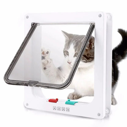 Porta de Passagem para Cães e Gatos com Fechadura de Segurança de 4 Vias, Porta de Passagem para Cães, Gatos, Gatinhos, Plástico ABS, Kit de Porta Pequena para Animais de Estimação, Portas de Passagem para Cães e Gatos