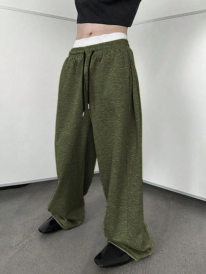25 European and American men's waist trousers waist drawstring straight wide-leg loose trousers sports trousers pocket men pants