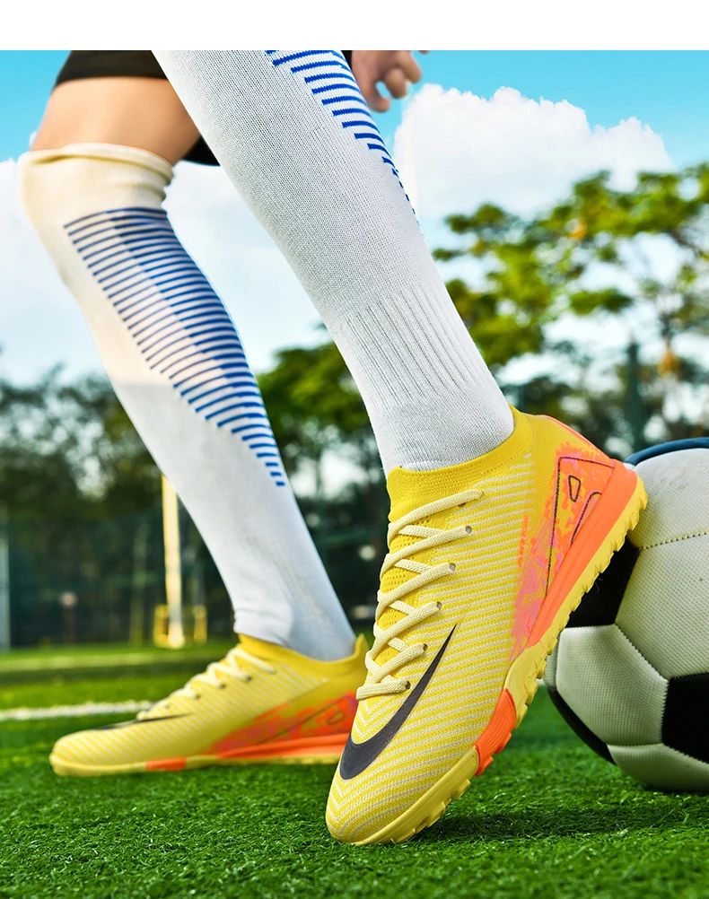 New Men Football Boots Cleats Long Spikes Outdoor Sport Soccer Shoes Adult Training Boys Non Slip Breathable Match Comfortable