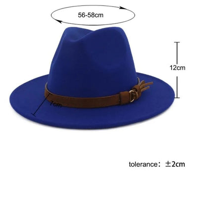 Fashionable Jazz Hats Autumn And Winter British Retro Top Hats Trendy Men's And Women's Woolen Hats Wide Brimmed Jazz Hats