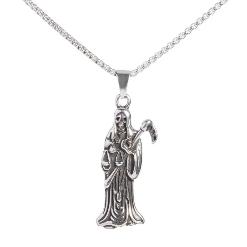 Colar Pingente Ceifador da Morte Gótico Misterioso Diabo Masculino Personalidade Punk Retro Halloween Joias da Moda