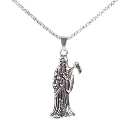 Colar Pingente Ceifador da Morte Gótico Misterioso Diabo Masculino Personalidade Punk Retro Halloween Joias da Moda