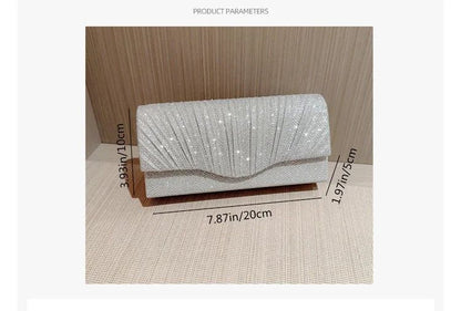 Glitter Ladies Silver Clutch Bag Envelope Evening Bag Fashion Elegant Long Purse Women Chain Shoulder Bags Wedding Party Handbag