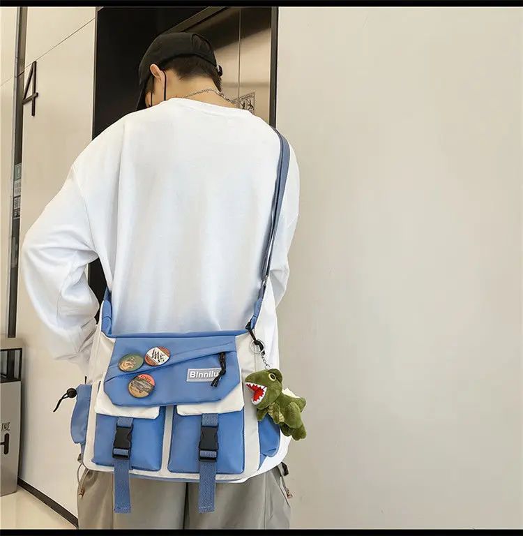 Harajuku Men Nylon Crossbody Bags for Women Messenger Bag Girls School Book Bags Youth Canvas Handbags Shoulder Bag Sac Bolsas