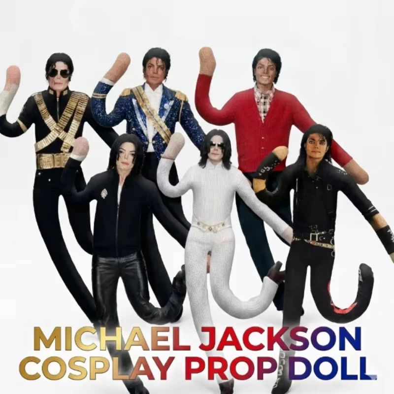 Michael Jackson Plush Figure Doll Soft Stuffed Toy with Movable Joints Handwoven Pop King Room Decor Fan Gift