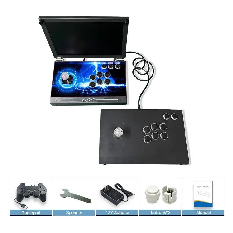 14-Inch 3D Pandora  26800 in 1 Console Folding Portable Arcade Console Pandora DX Box 720P HD Screen Mini Arcade Moonlight