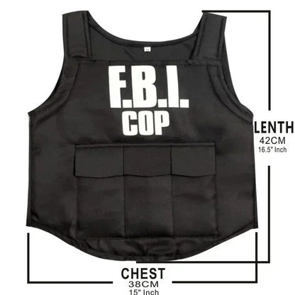 2025 Halloween Kinderen Fbi Swat Pakken Cosplay Kleding Mini Kogelvrij Vest Helm Swat Pak Set Halloween Party Dress Up