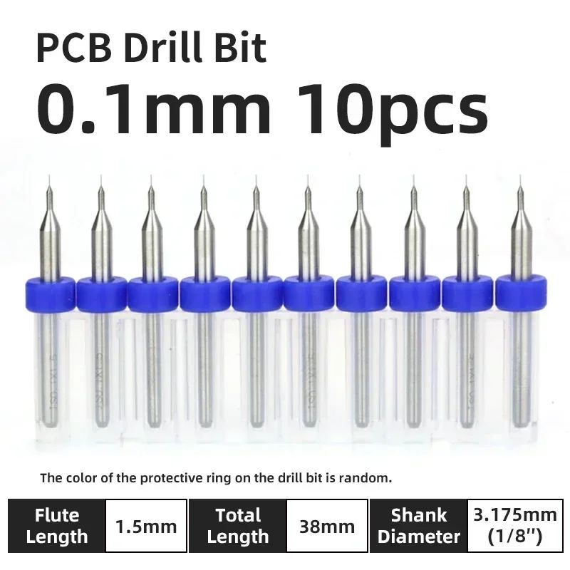 Broca PCB 10pcs Conjunto de Brocas Micro Diâmetro de Aço Tungstênio 1/8" Cabo Fixo Mini Broca CNC 0.1-3.175mm