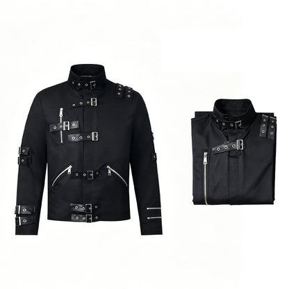 Michael Jackson cosplay Costume BAD Punk Jacket Black Slim BAD Jacket Costume T-shirt Belt Clothing Adore Stars Impersonator
