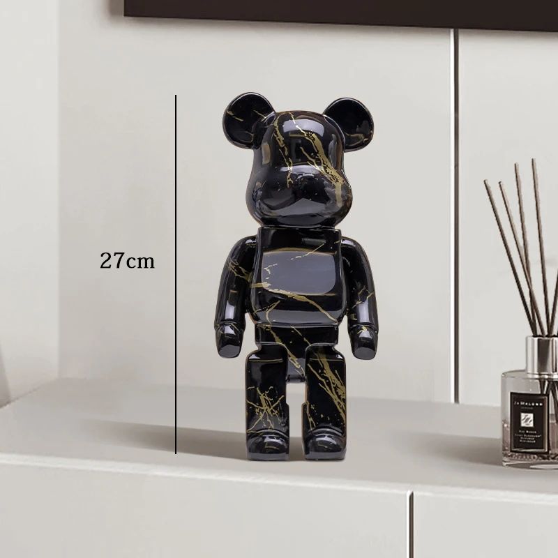 Estátua Urso Graffiti 27cm Bloco Tinta Urso Decoração Enfeites de Resina para Desktop Decoração de Casa Sala de Estar Urso Escultura de Chão Presentes