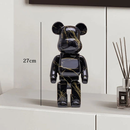 Estátua Urso Graffiti 27cm Bloco Tinta Urso Decoração Enfeites de Resina para Desktop Decoração de Casa Sala de Estar Urso Escultura de Chão Presentes