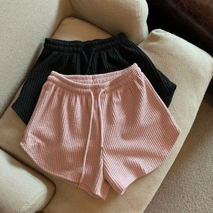Women Shorts Summer High Elastic Lace Up Drawstring Wide Leg Sweat Short  Shorts for Women  Women Clothing  Womens Shorts