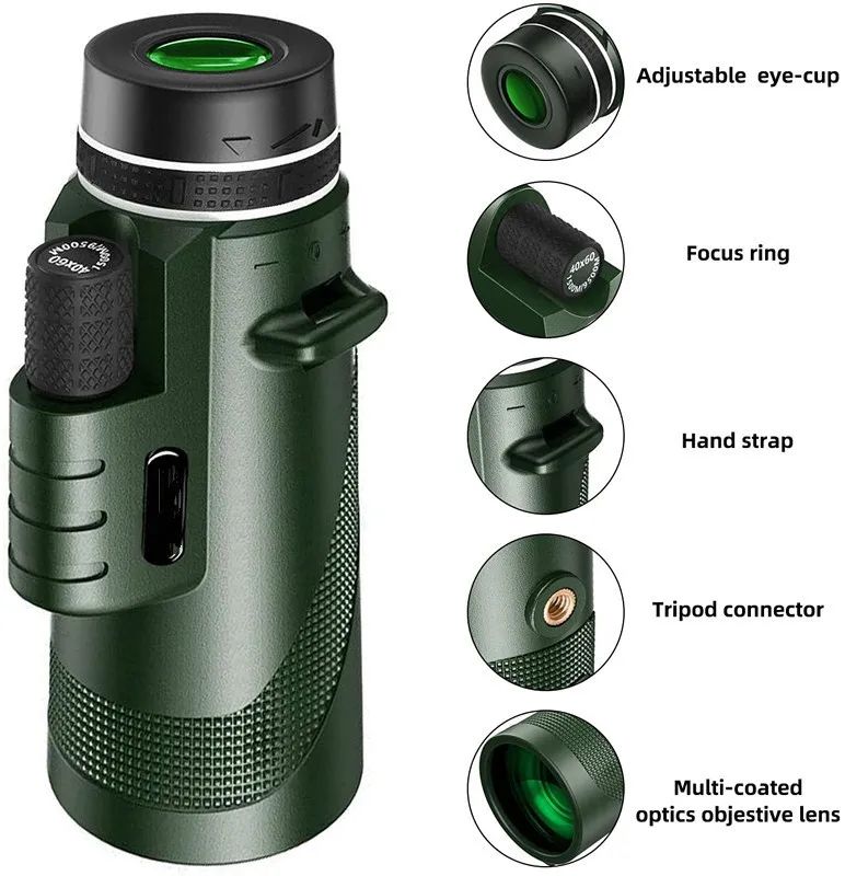 Telescópio Monocular de Alta Definição para Shows, Viagens, Lente Óptica Única para Esportes e Atividades ao Ar Livre