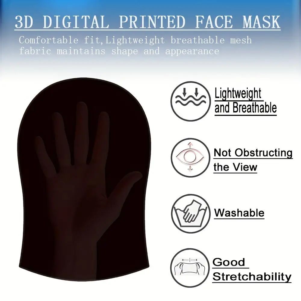 3D Full Face Mask HD Digital Printed Breathable Mesh Mask, Novelty Role-Playing Prop, Suitable for Various