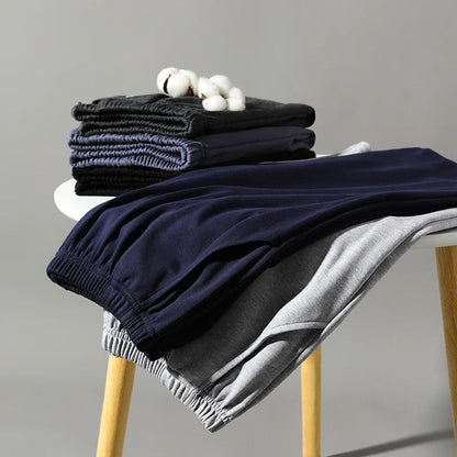 Summer new style solid color pajama pants adluts home loose cotton pajama men's sleep bottom elastic waist breathable shorts