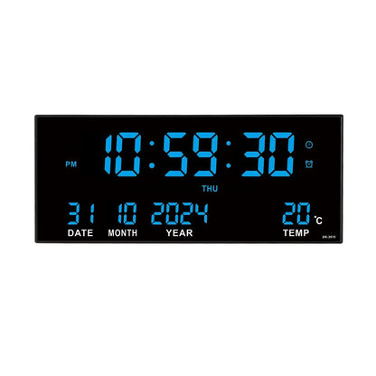 Digital Large Wall Clock Alarm Temperature Date Calendar Display 8 Sets of Alarm Clocks 14'' Electronic LED Clock Plug in Use