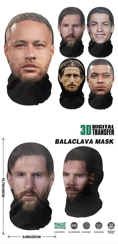 3D Funny Pattern Mesh Face Mask Head Cover Party Cosplay Props UV Protection Shield Neymar Pattern Headwear Novelty Supplies