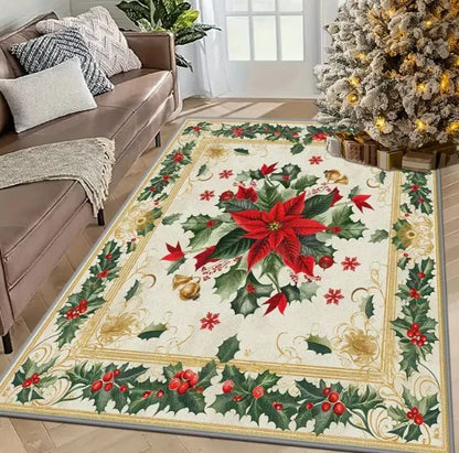 Christmas Luxurious Carpet Theme Indoor Area Living Room Mat Edge Large Mat Suitable for Bedroom Mats Window Sill Holiday Rugs