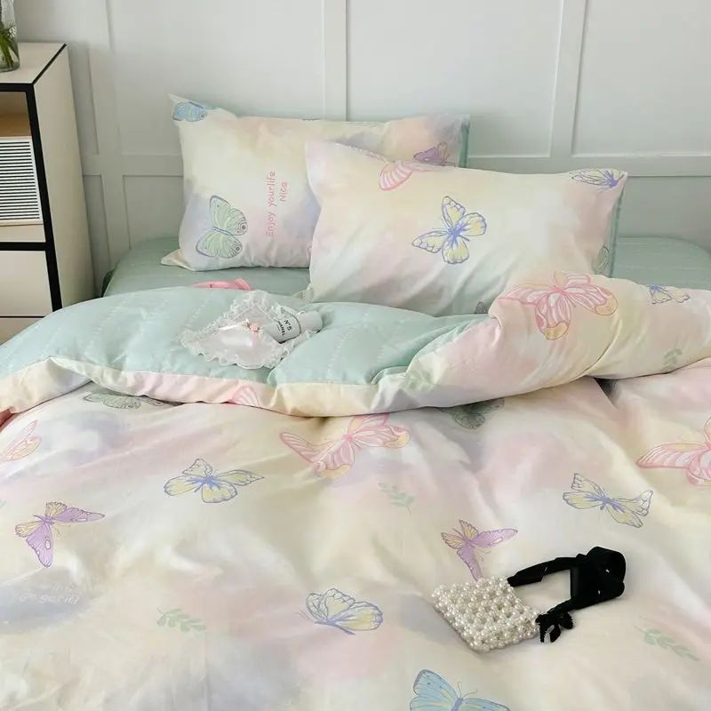 Jogo de Lençóis Florais Rosa Macio Ins Solteiro Casal Queen Capa de Edredom Lençol de Elástico Fronhas Meninas Casa Total Roupa de Cama