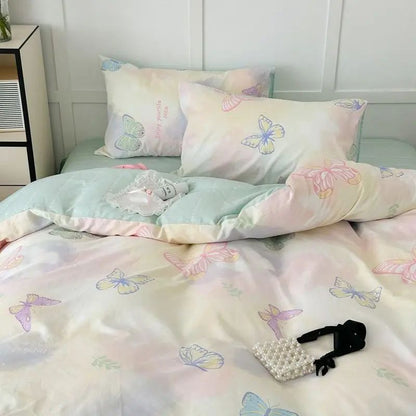 Jogo de Lençóis Florais Rosa Macio Ins Solteiro Casal Queen Capa de Edredom Lençol de Elástico Fronhas Meninas Casa Total Roupa de Cama