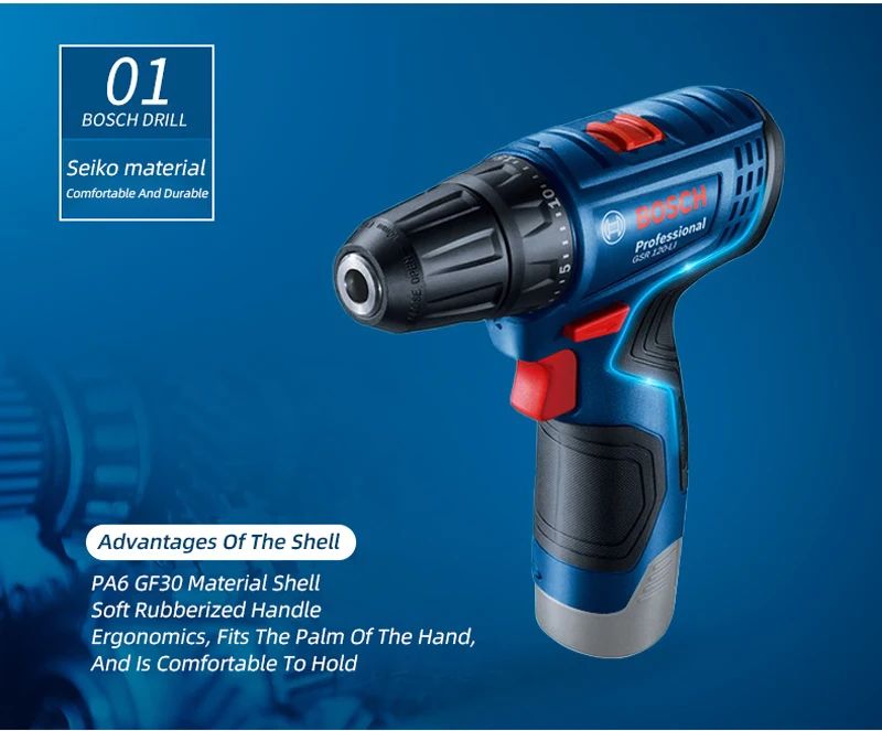 BOSCH GSR 120-LI 12V ferramenta elétrica recarregável, parafusadeira elétrica, furadeira elétrica manual de lítio, bateria 2.0Ah