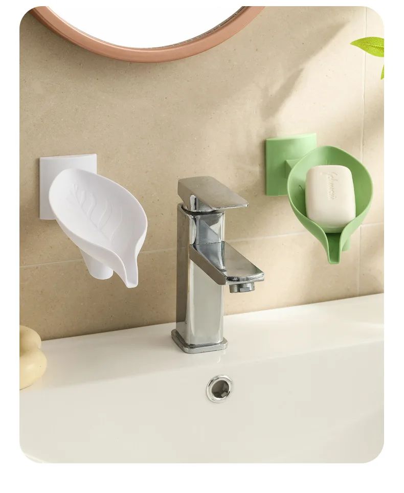 New Leaf Shape Soap Box Drain Soap Holder Box Bathroom Accessories Toilet Laundry Soap Box Bathroom Supplies Tray Gadgets