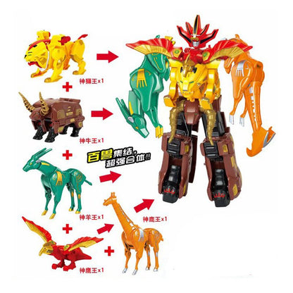 Transformando 5 Em 1 Robô Fera Animais Montagem Transformação Dinozord Deformação Brinquedo Dinossauro Rangers Megazord Boneco De Ação