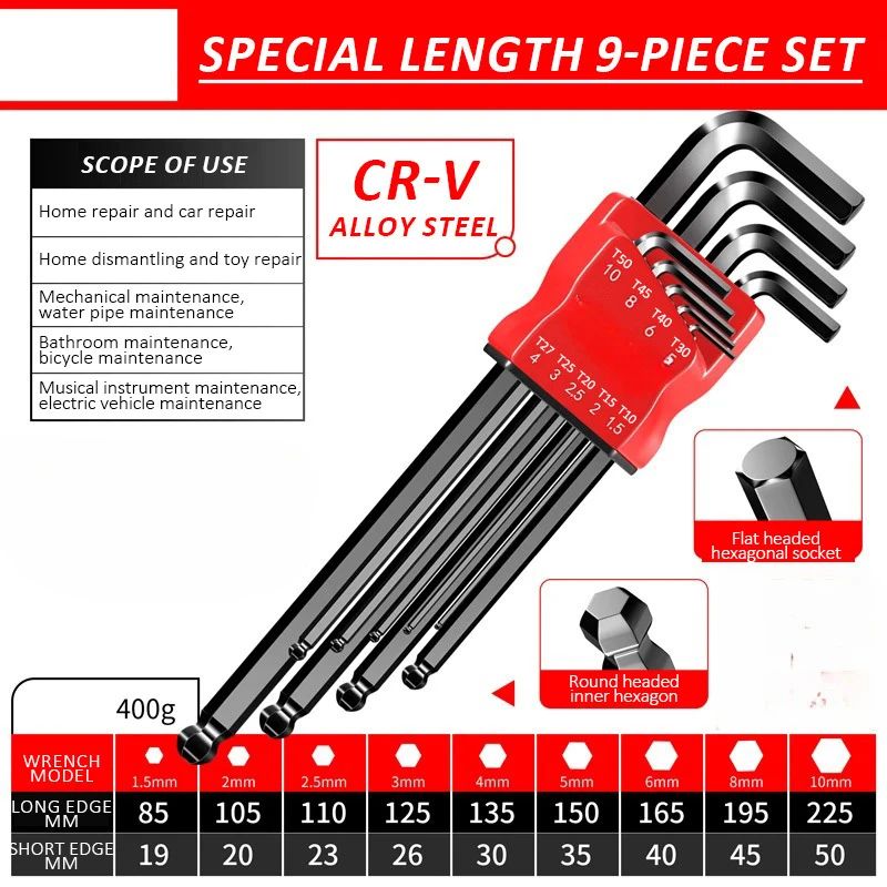 Allen Key Set?Allen Hex Wrench Screwdriver Set With Sleev Universal Torque Long Metric,for Motorcycles, Bicycles