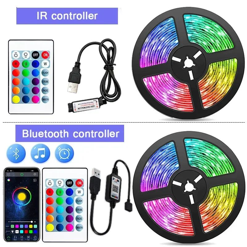 RGB Led Strip Lights 1m-30m Music Sync APP Control Led Lights Flexible Ribbon Luces Led Tape for Room Party Decor TV Backlight