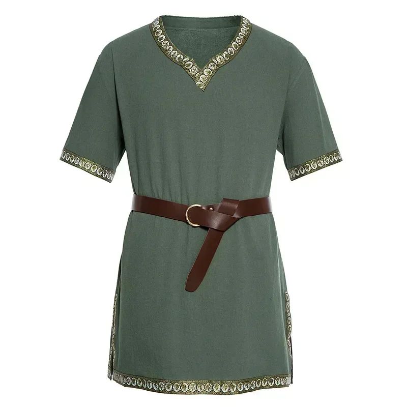 Knight Cosplay Medieval Costume Tunic Halloween Costumes for Men Adult Viking Pirate Disguise Fancy Clothing Carnival Shirts