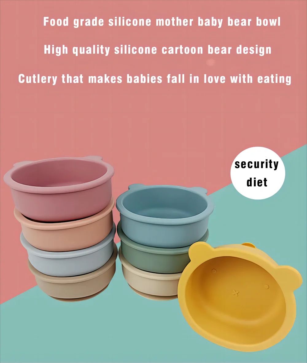 3pcs Baby Silicone Bowl Suction Cup Bowl Children's Tableware Complementary Bowl Children's Dinner Plate Silicone Tableware