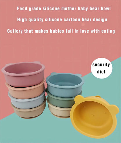 3pcs Baby Silicone Bowl Suction Cup Bowl Children's Tableware Complementary Bowl Children's Dinner Plate Silicone Tableware