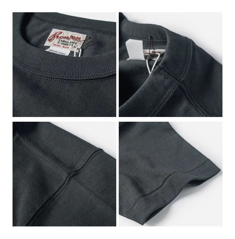 Bronson Heavyweight Seamless Tubular T-Shirt Summer Men's Plain Basic Tee Shirts