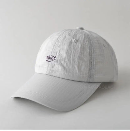 SS25 Korean Baseball Cap with Letter Embroidery & Gingham, Quick-Dry Minimalist Casual Unisex Hat for Daily Use