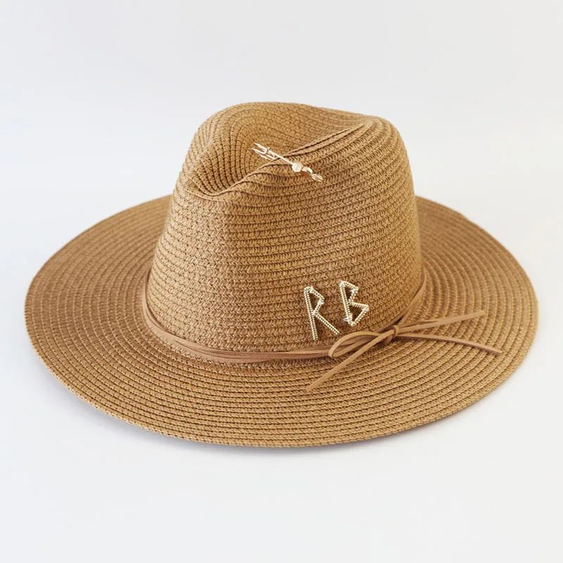 Chapéu de Sol de Verão Grande Feminino Moda Praia Chapéu de Palha Luxo Jazz Top Panamá Feminino 60cm Cabeça Grande
