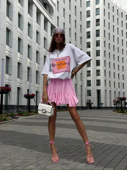 Wolfeel Summer White Mini Skirt High Waist Sexy Cute Ruffle Vintage Tennis Skirt