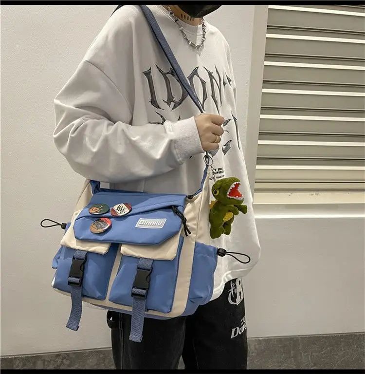 Harajuku Men Nylon Crossbody Bags for Women Messenger Bag Girls School Book Bags Youth Canvas Handbags Shoulder Bag Sac Bolsas