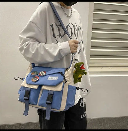 Harajuku Men Nylon Crossbody Bags for Women Messenger Bag Girls School Book Bags Youth Canvas Handbags Shoulder Bag Sac Bolsas