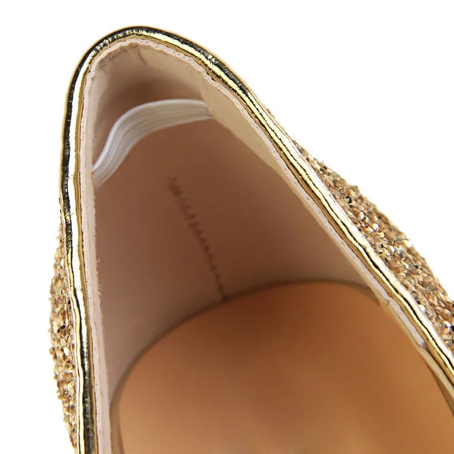 Plus Size 34-43 Women 9.5cm High Heels Stripper  Bling Glod Red Silver Scarpins Pumps Lady Stiletto Wedding Bridal Fetish Shoes