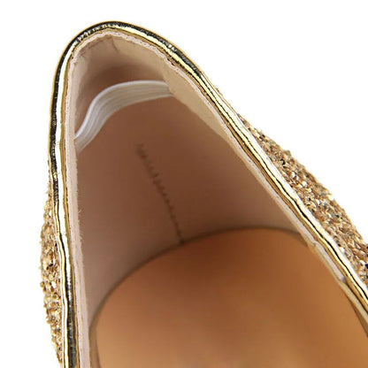 Plus Size 34-43 Women 9.5cm High Heels Stripper  Bling Glod Red Silver Scarpins Pumps Lady Stiletto Wedding Bridal Fetish Shoes