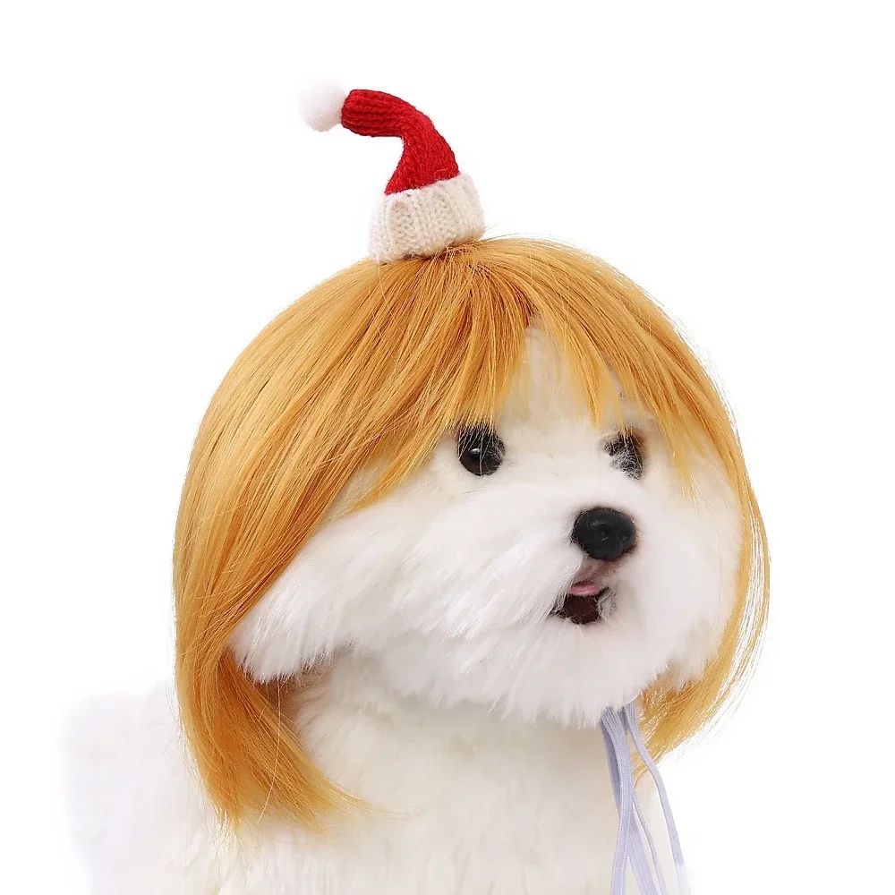 Peruca para Animais de Estimação, Peruca para Cachorro, Suprimentos para Animais de Estimação, Acessórios de Halloween para Animais de Estimação, Peruca de Cabelo Cacheado, Cabelo Liso, Peruca para Gato, Pode Ser Aparada (DIY)